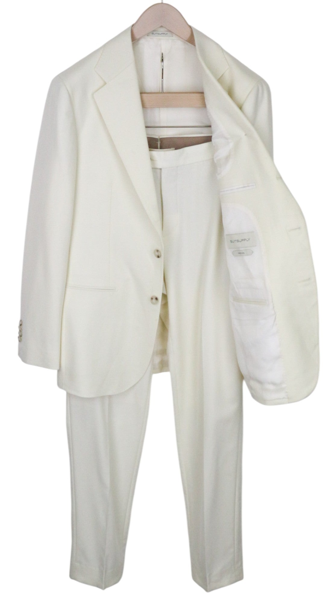 SUITSUPPLY Havana Men's Suit UK40R Off-White Slim Wool Single-Breasted 2-Piece