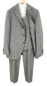 SUITSUPPLY La Spalla Men's UK46R Green Single-Breasted Wool Silk Linen 3 Piece