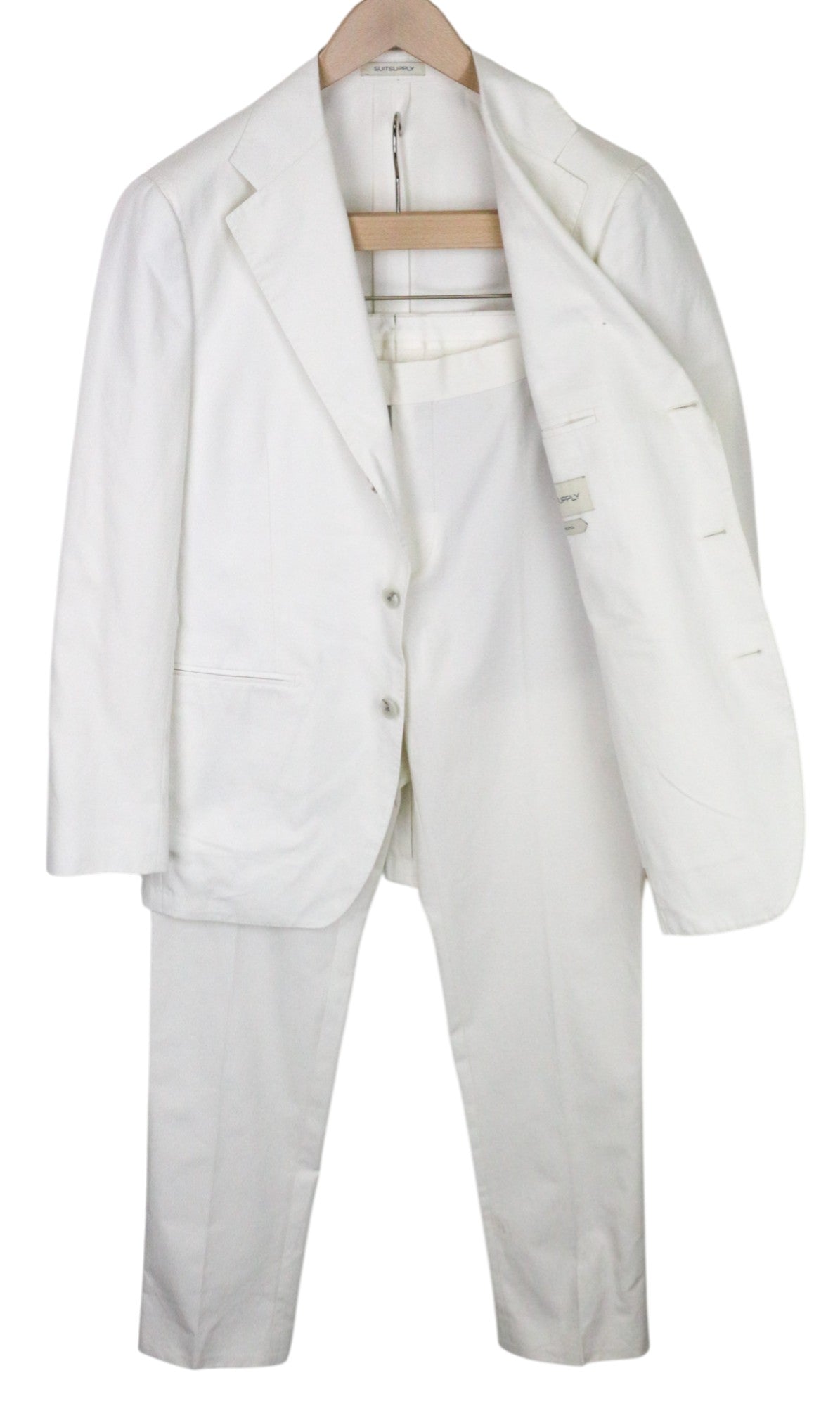 SUITSUPPLY Havana Men's Suit UK38R Off-White Slim Cotton Single-Breasted 2Piece