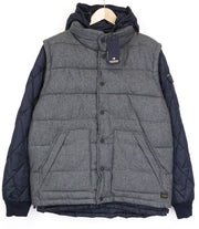 SCOTCH & SODA Ams Couture Men's Jacket XL Grey Blue Wool Blend Hooded Gilet 2in1