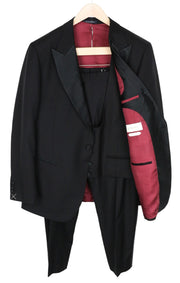 SUITSUPPLY Lazio Tuxedo Men's Suit UK46R Black Velvet Wool S110 Slim 3 Pc