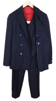 SUITSUPPLY La Spalla Men's UK36R Navy Wool Lined Double-Breasted 3-Piece