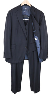 SUITSUPPLY Lazio Men's Suit UK38R Blue Slim Wool Check Mohair 2-Piece