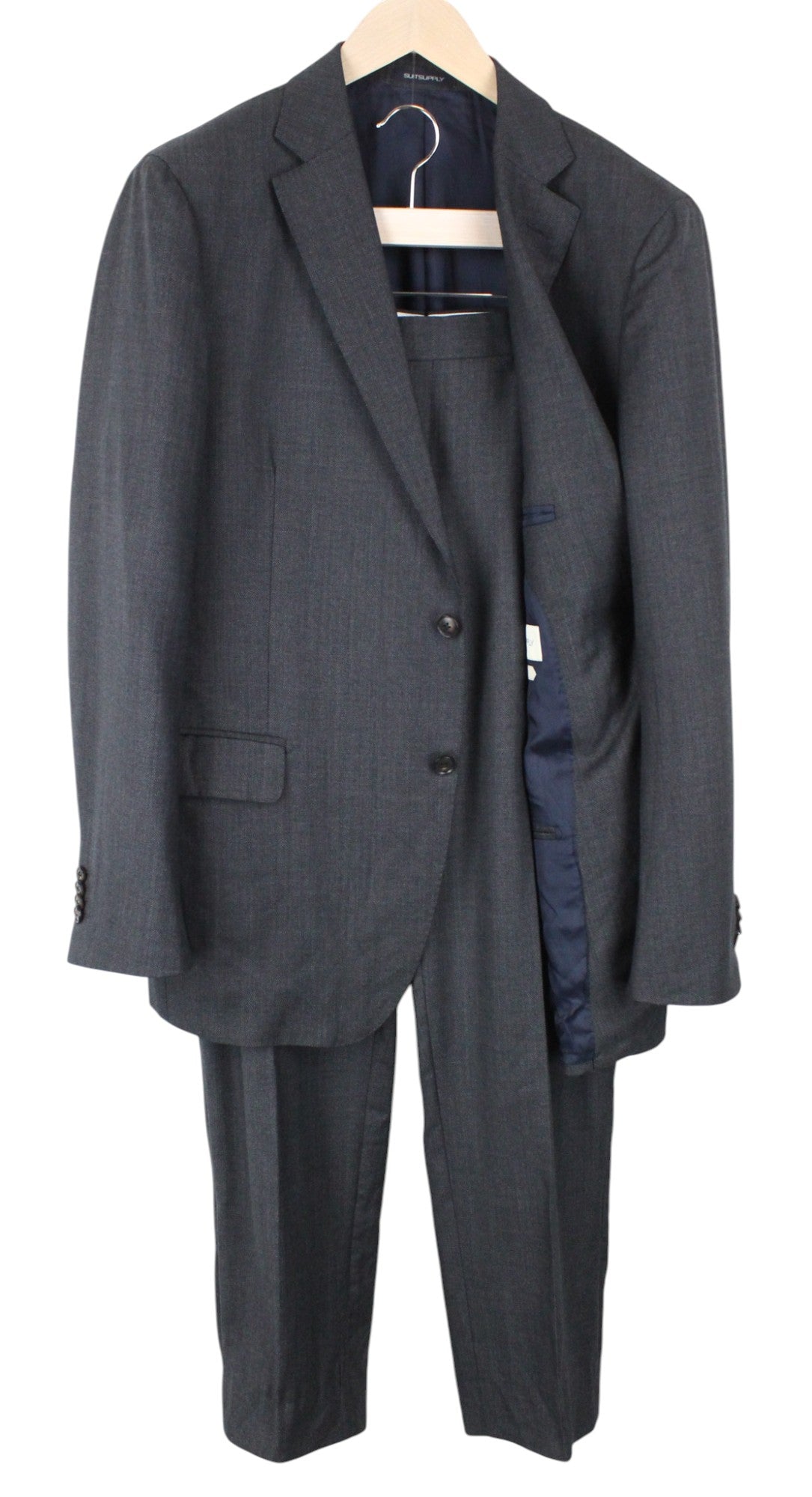 SUITSUPPLY Sienna Men's UK46R Grey Pure Wool Single-Breasted 2 Piece Lined Suit