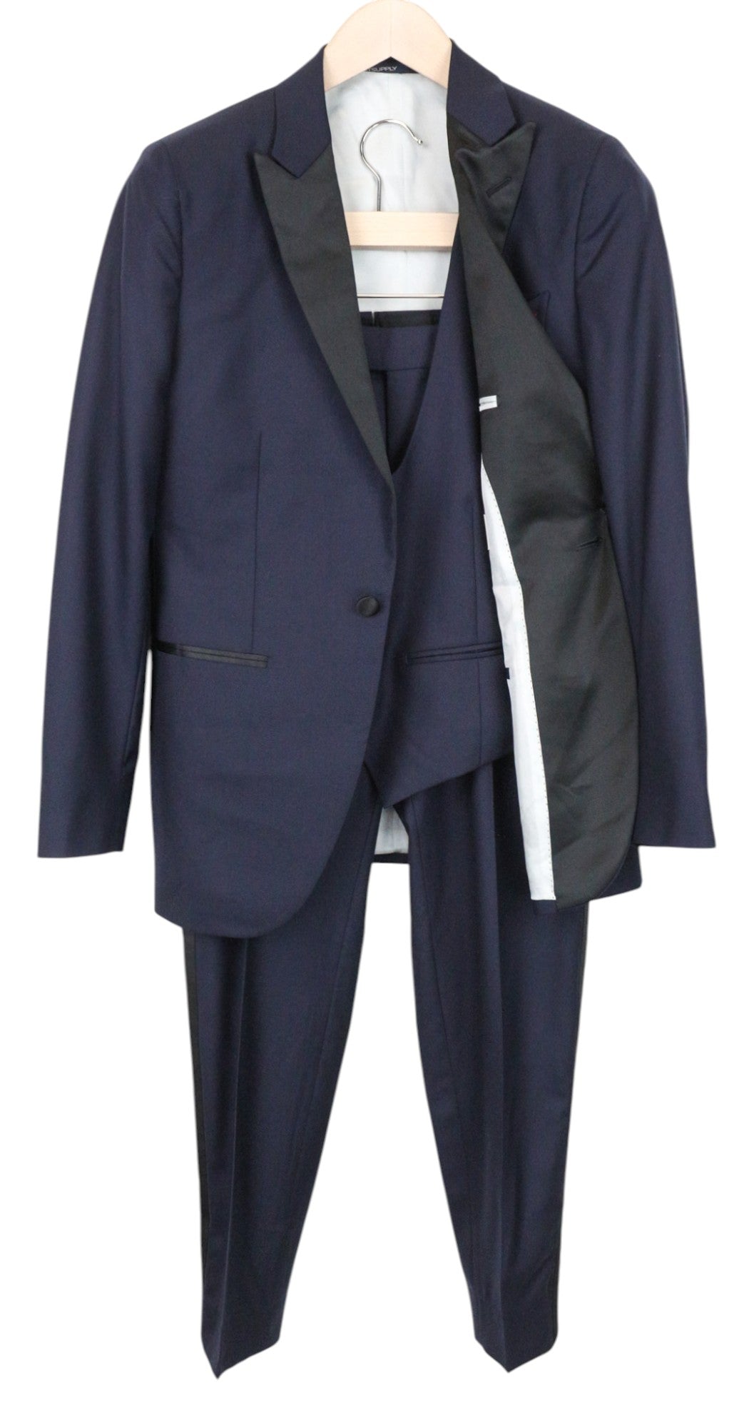 SUITSUPPLY La Spalla Tux Men's Suit UK34S Blue 3 Piece Pure Wool Single-Breasted