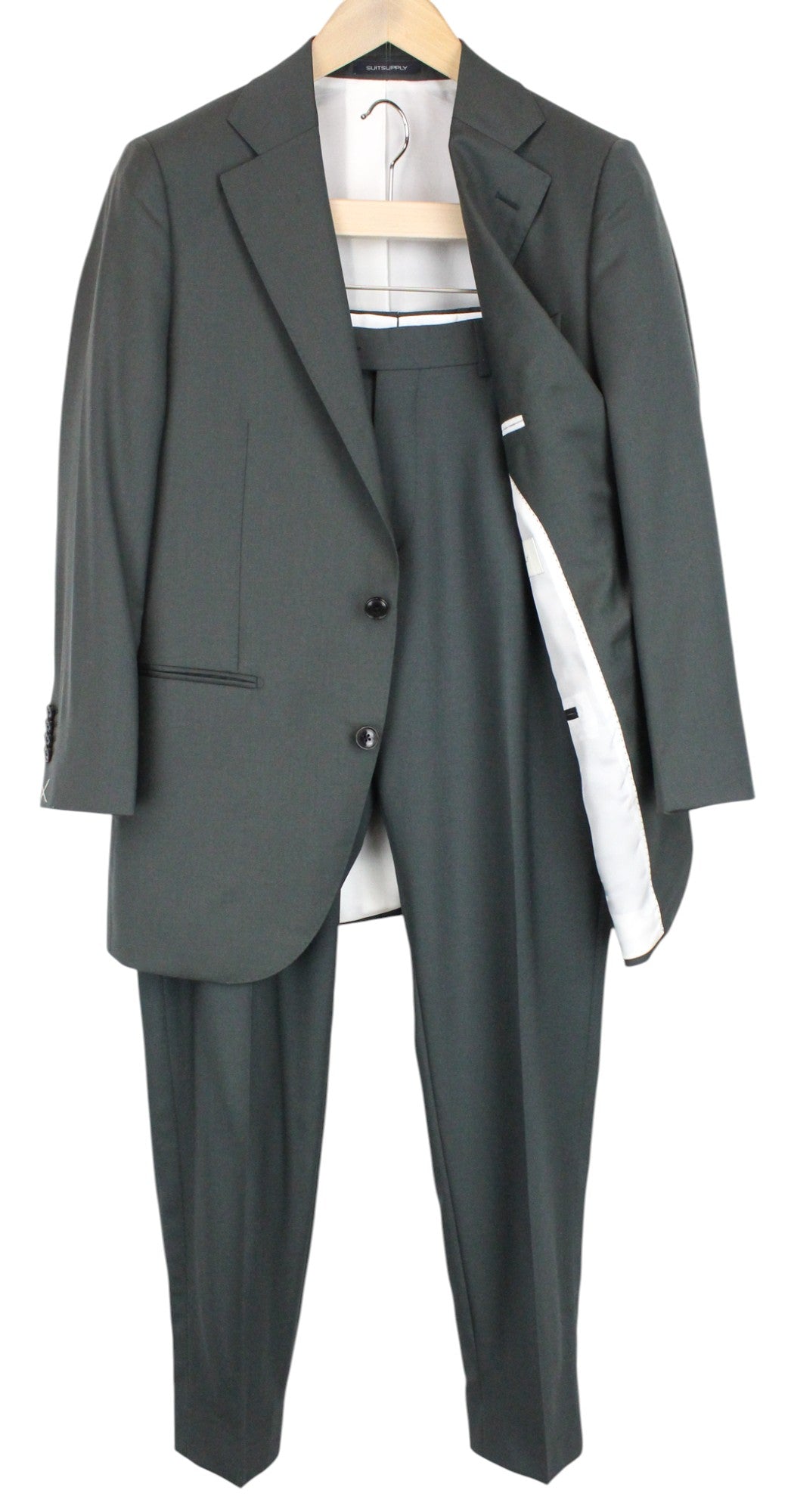 SUITSUPPLY La Spalla Suit UK38S Men's Green Wool 2-Piece Single-Breasted