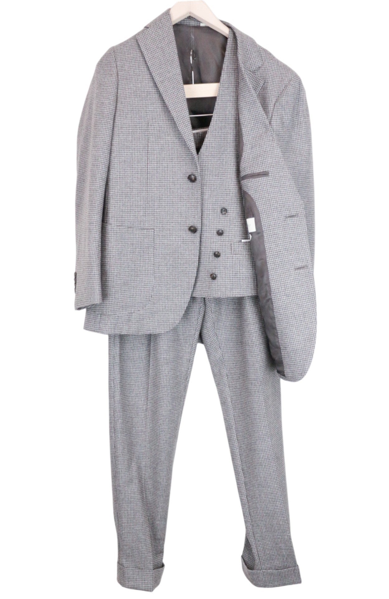 SUITSUPPLY Havana Patch Men's UK328R Grey Wool Cashmere 3-Piece Suit