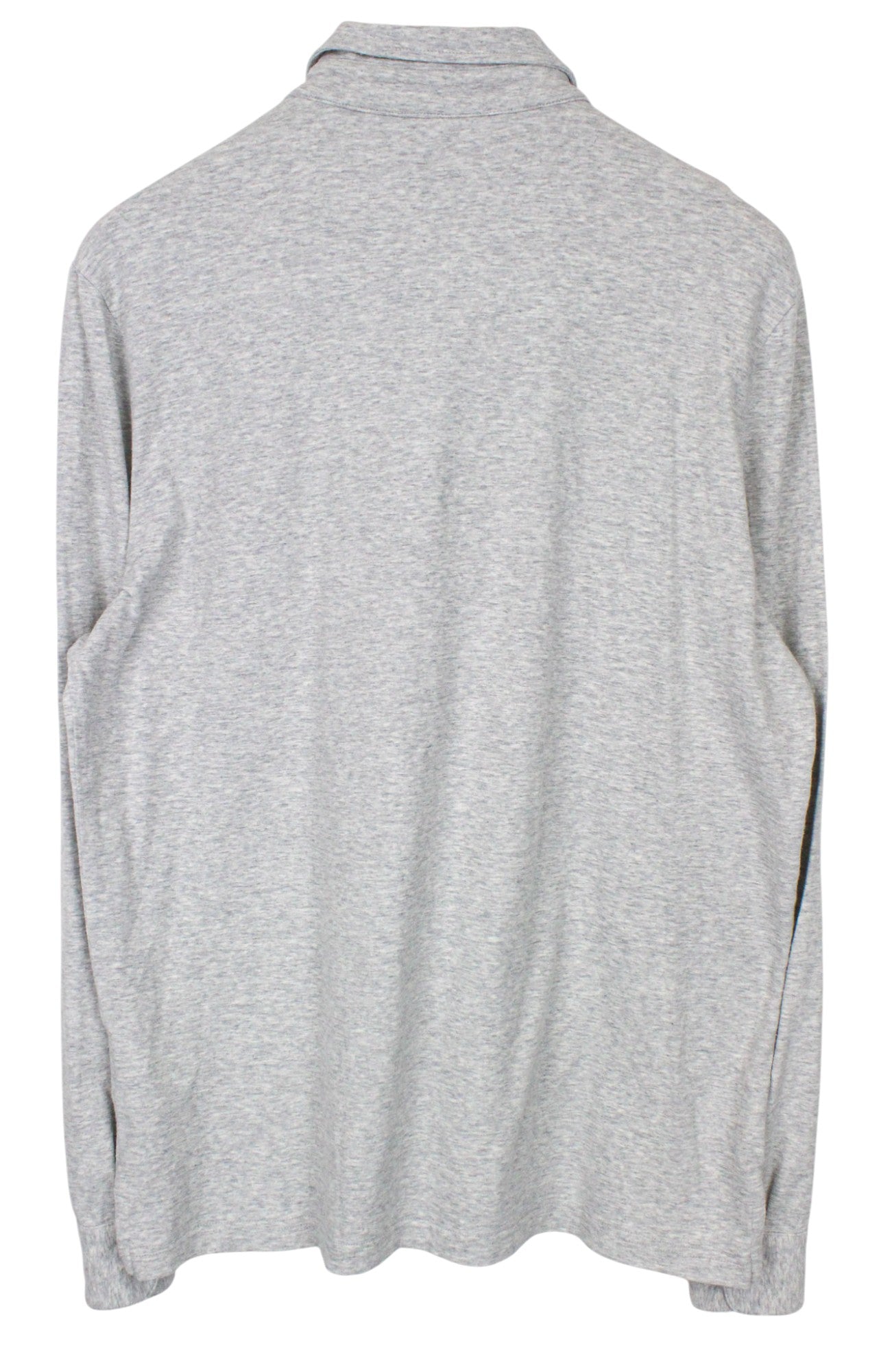 SUITSUPPLY Men's T-Shirt L Grey Polo Cotton Cashmere Cutaway Long Sleeve Casual