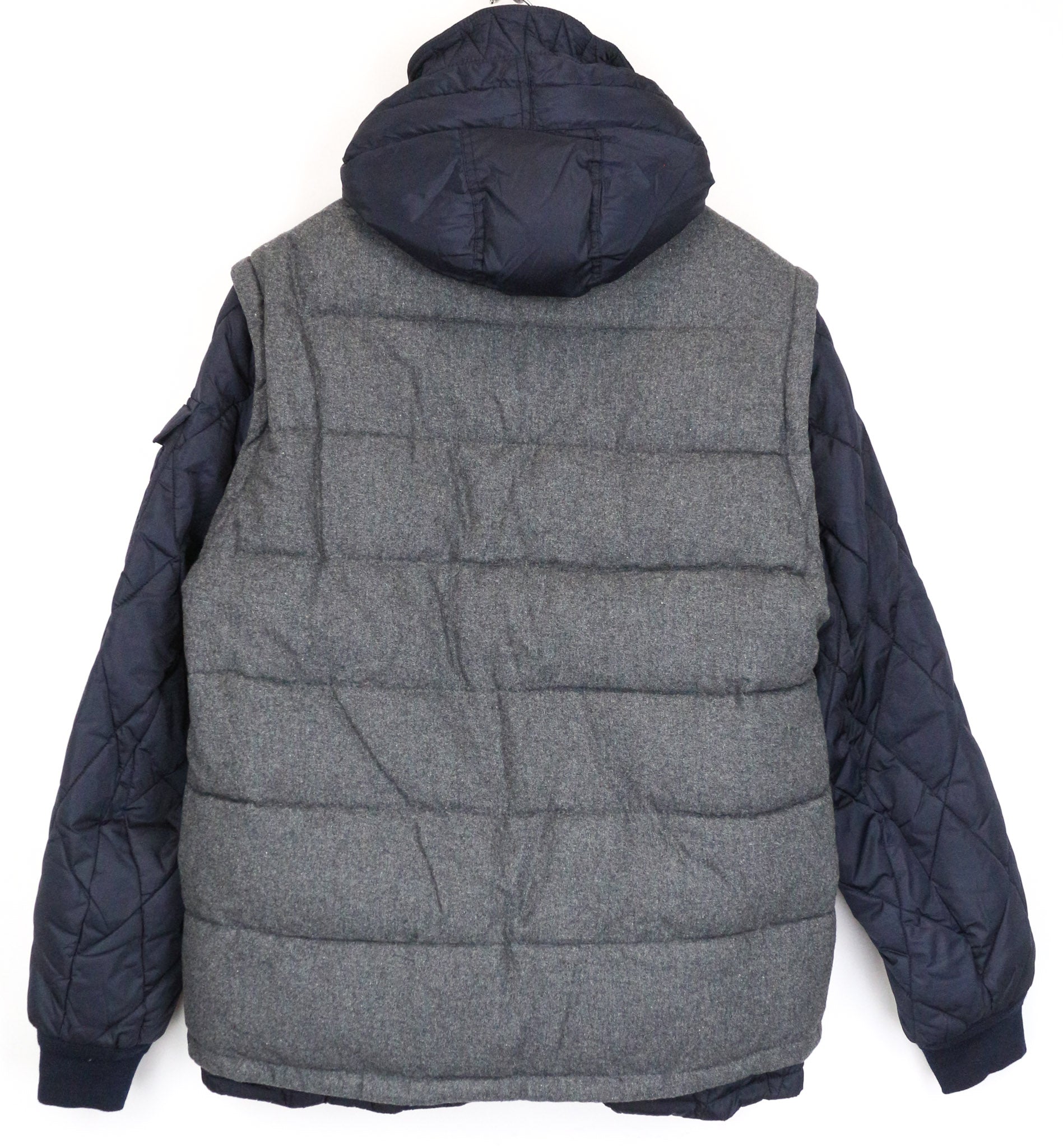 SCOTCH & SODA Ams Couture Men's Jacket XL Grey Blue Wool Blend Hooded Gilet 2in1