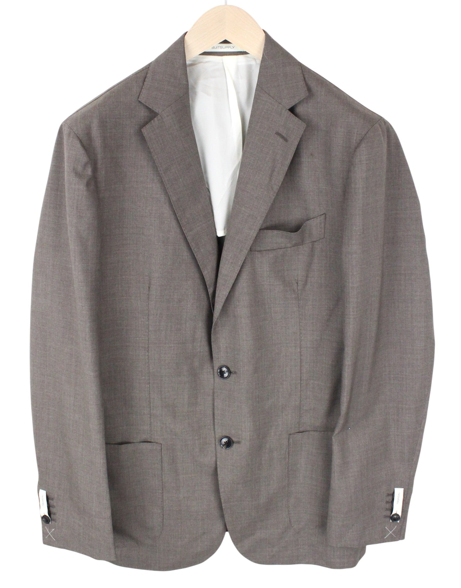 SUITSUPPLY Havana Patch Men's Suit UK42R Super 120's Brown Wool Slim Cut