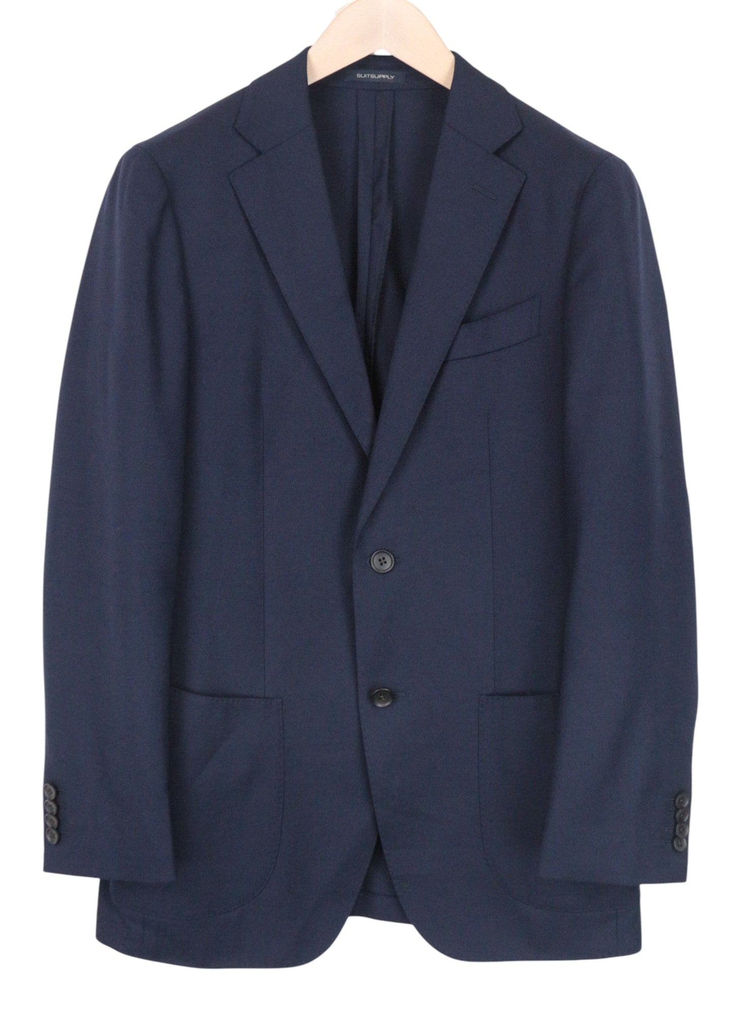 SUITSUPPLY Havana Patch Men's Suit UK36R Wool Blue 2-Piece Slim Unlined