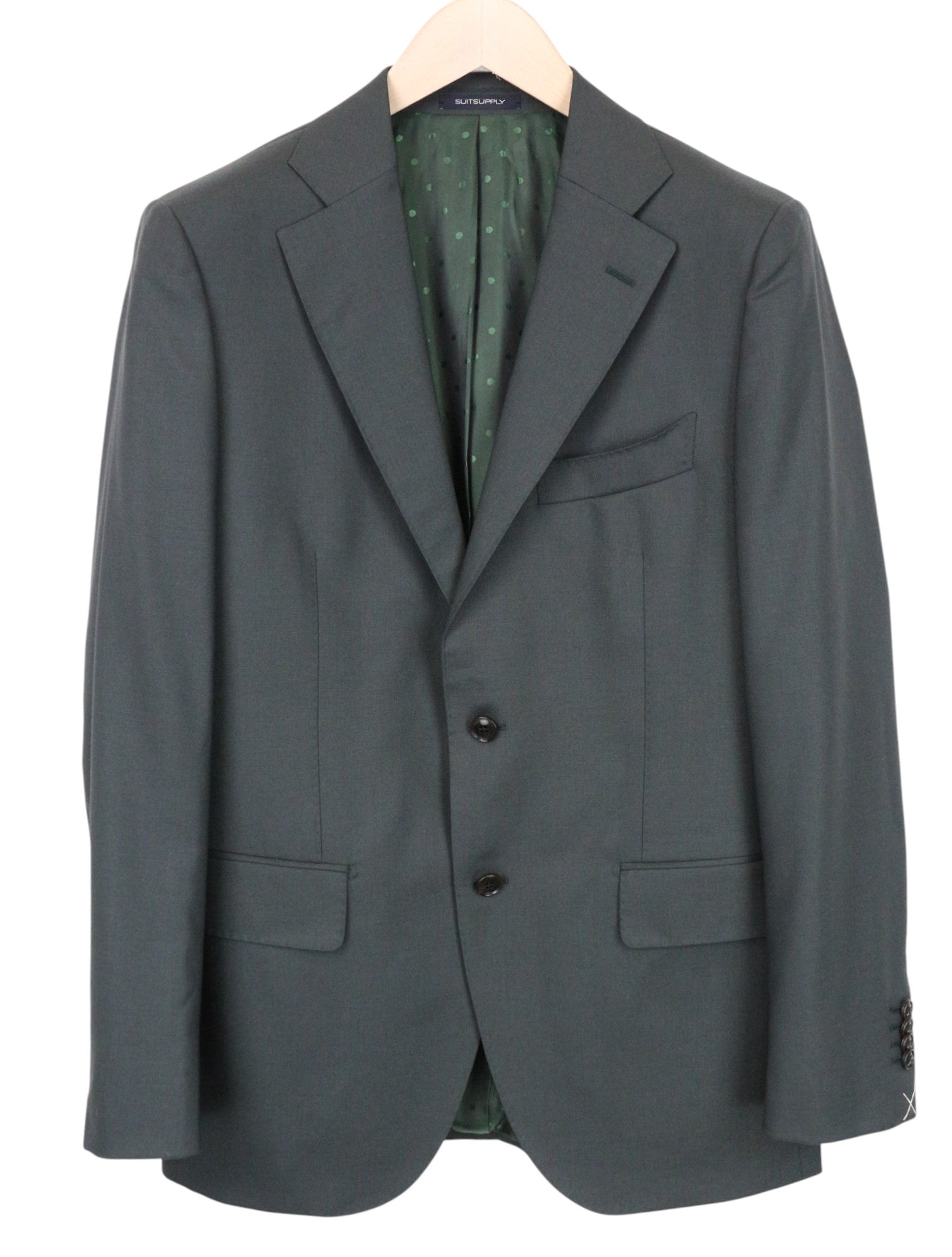 SUITSUPPLY La Spalla Men's Suit UK40R Green Pure Wool 2-Piece Single-Breasted