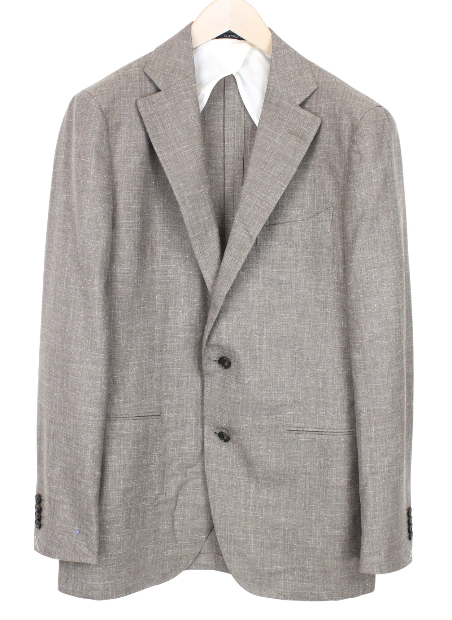 SUITSUPPLY La Spalla Men's UK44L Single-Breasted Brown Wool Silk Linen 2 Piece