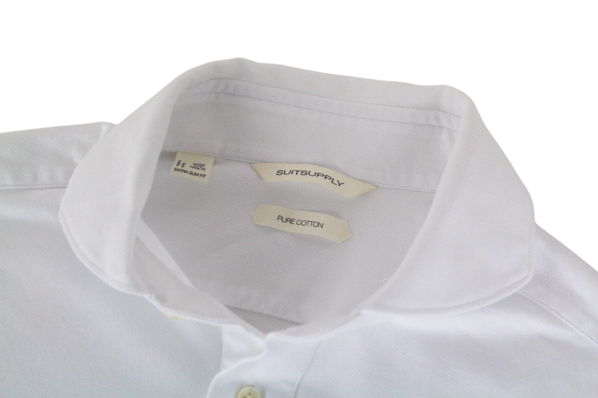 SUITSUPPLY Men's Spread T-Shirt 37/38/14.5/15 Extra Slim Fit Polo Cotton White