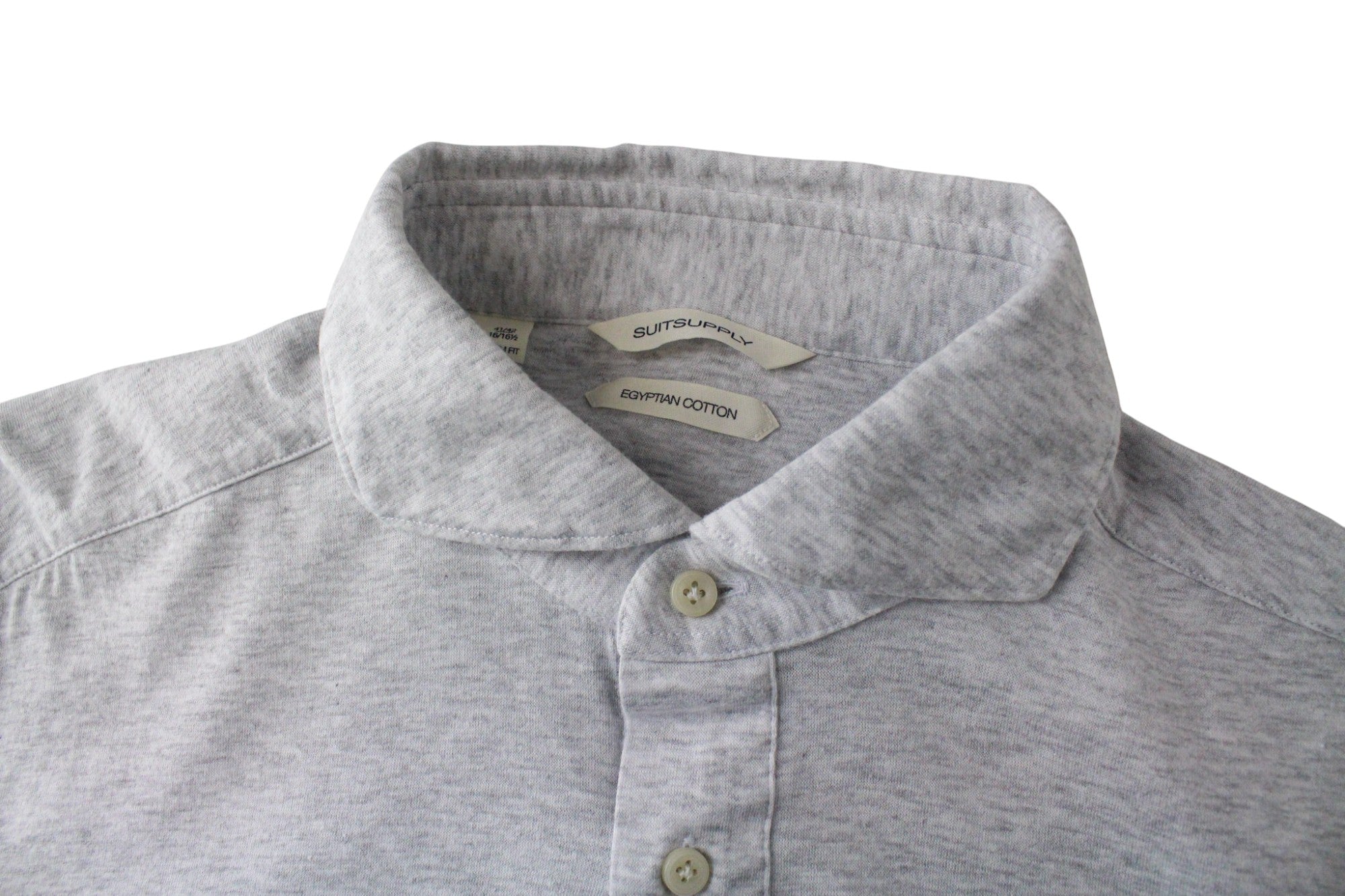 SUITSUPPLY Men's Spread T-Shirt 41/42/16/16.5 Grey Slim Fit Polo Cotton Tee
