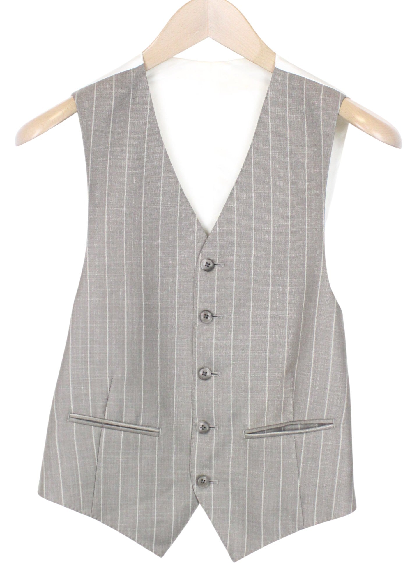 SUITSUPPLY La Spalla Men's UK34S Suit Taupe Striped Wool Silk Linen 3 Piece