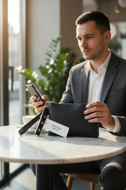 CALVIN KLEIN Make-Up + D-Ring Keyfob Men Bag OS Black Coated Logo Unisex RRP89