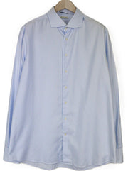 SUITSUPPLY Men's Formal Shirt 46/18 Extra Slim Blue Pure Cotton Striped Cutaway