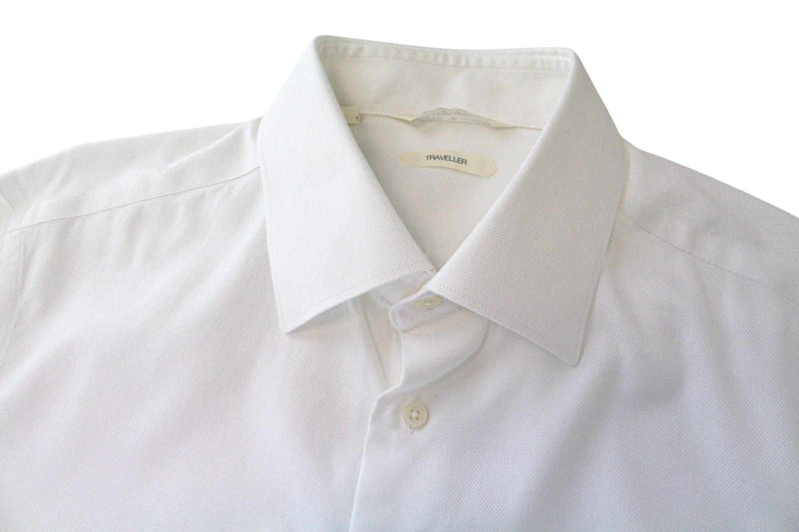 SUITSUPPLY Traveller Men's Formal Shirt 40/15 3/4 Slim White Cotton Long Sleeve