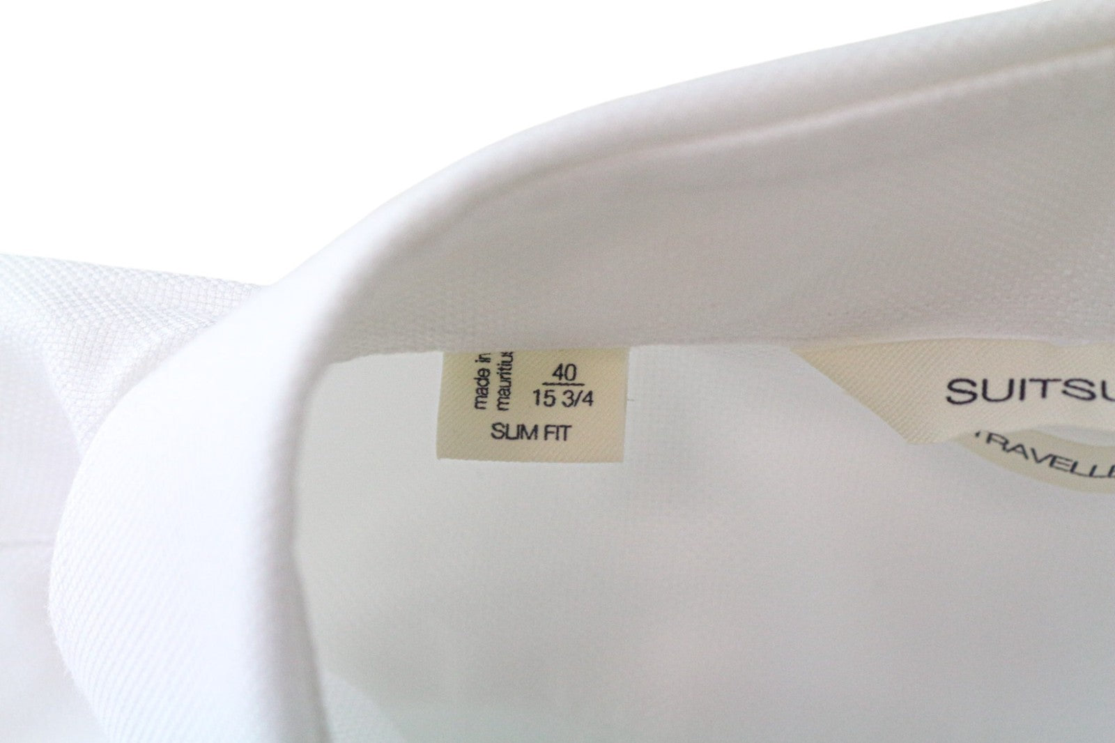 SUITSUPPLY Traveller Men's Formal Shirt 40/15 3/4 Slim White Cotton Long Sleeve