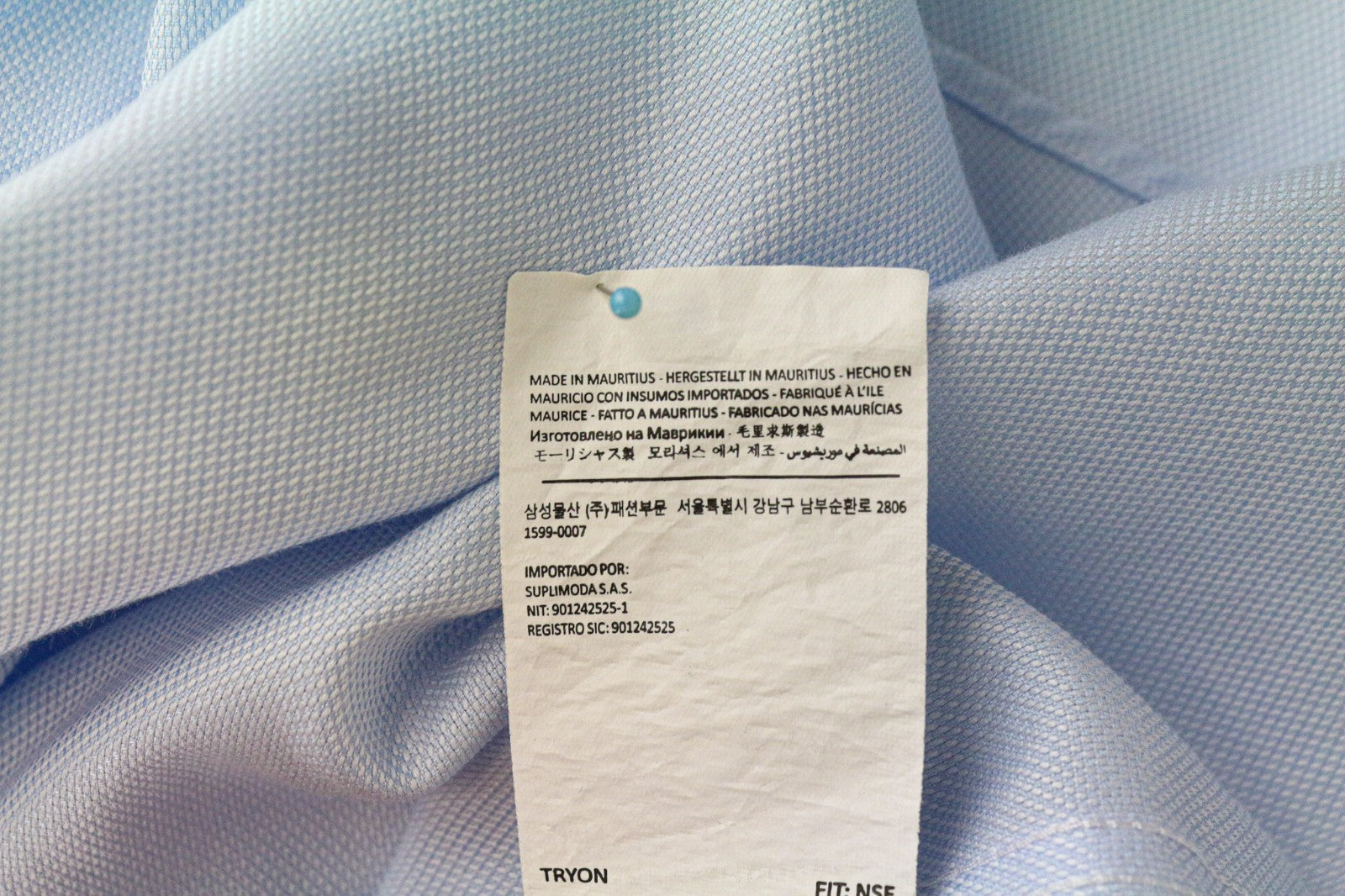 SUITSUPPLY Men's Formal Shirt 37/14 1/2 Slim Blue Pure Cotton Cutaway Twill