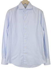 SUITSUPPLY Men's Formal Shirt 43/17 Extra Slim Blue Pure Cotton Striped Twill