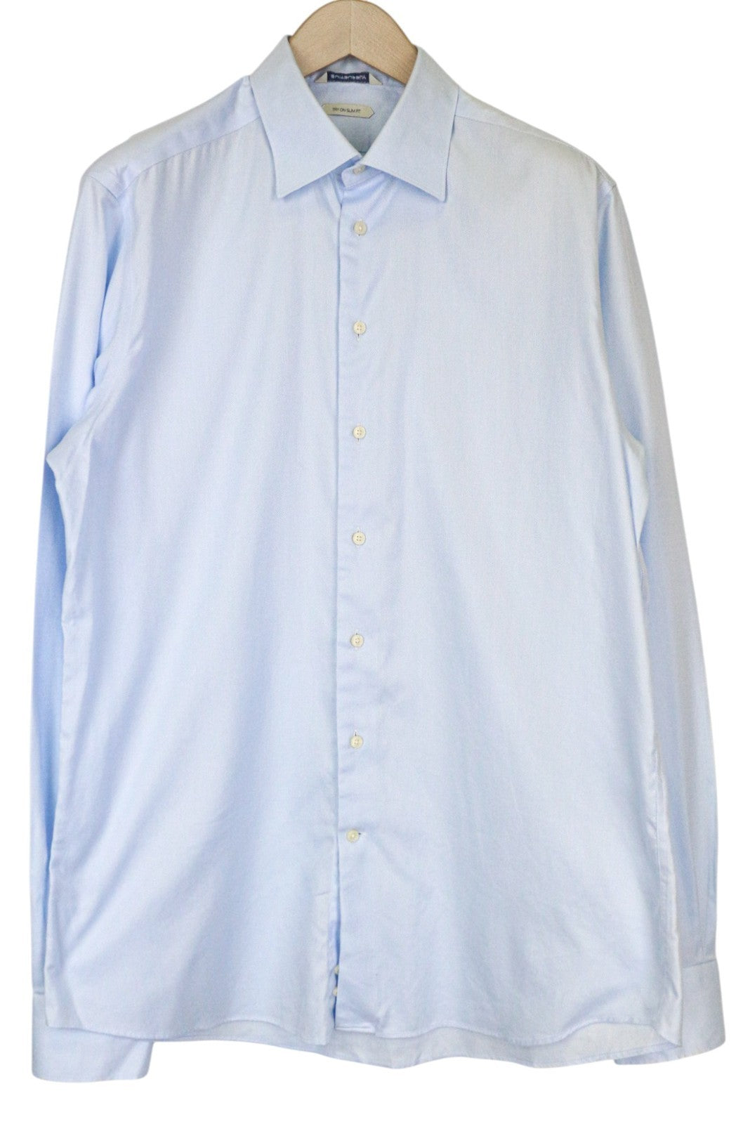 SUITSUPPLY Men's Formal Shirt 43-7/17L Slim Blue Pure Cotton Long Sleeve Twill