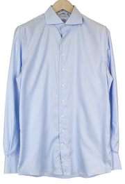 SUITSUPPLY Traveller Men's Formal Shirt 41 Extra Slim Blue Cotton Checked Sleeve