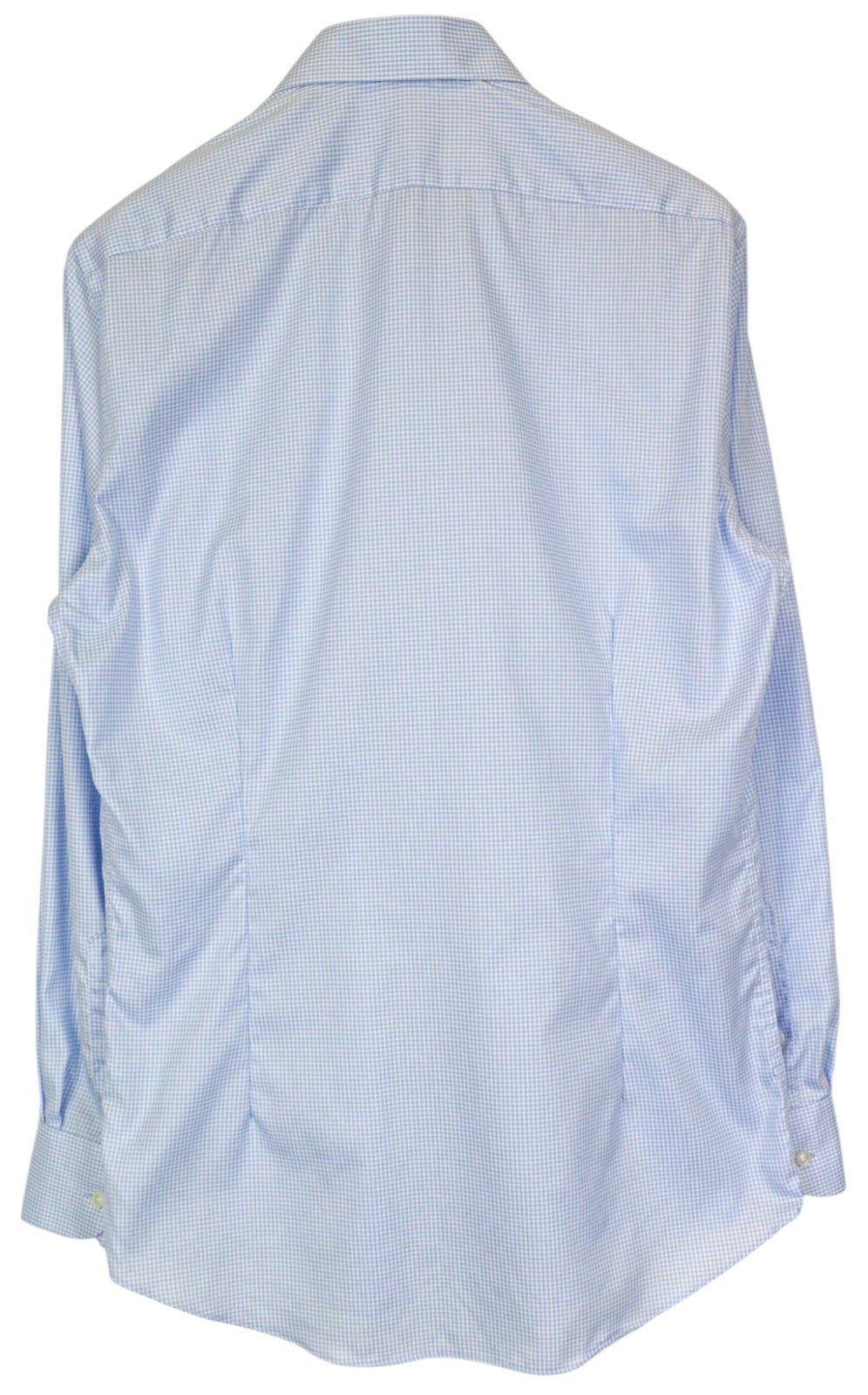 SUITSUPPLY Traveller Men's Formal Shirt 41 Extra Slim Blue Cotton Checked Sleeve