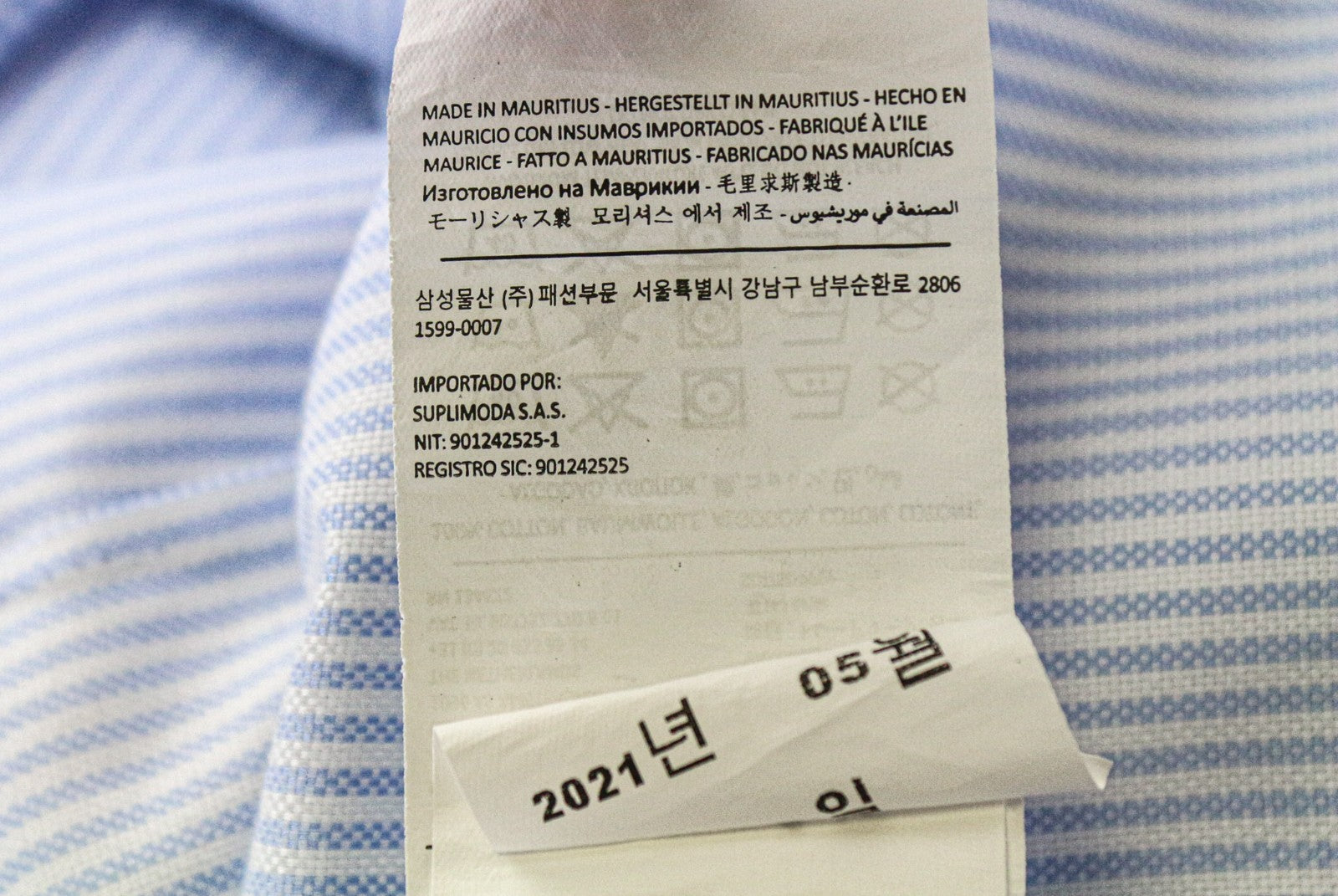 SUITSUPPLY Men's Formal Shirt 41/16 Extra Slim Blue Pure Cotton Striped Cutaway