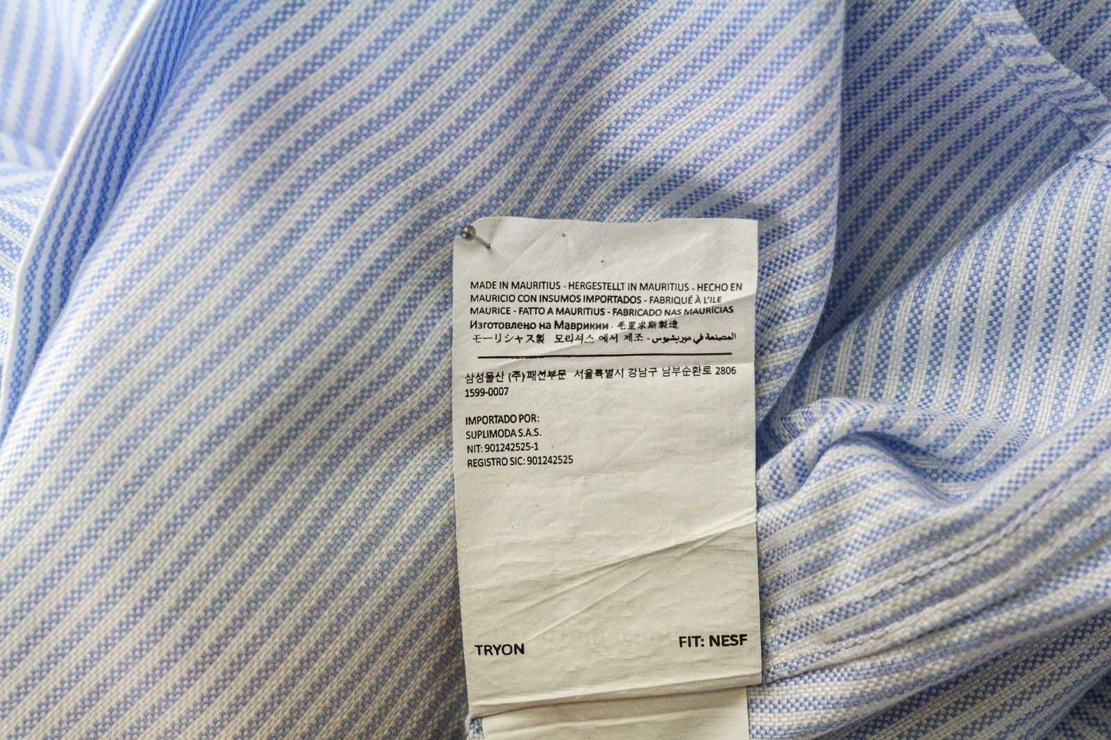 SUITSUPPLY Men's Formal Shirt 39L/15 1/2L Extra Slim Blue Pure Cotton Striped