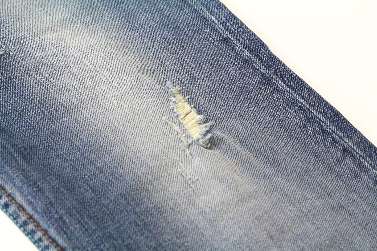 TAKESHY KUROSAWA TK75 vyriški džinsai W30 mėlyni, apdriskę, ploni, tamprūs, su sagomis 