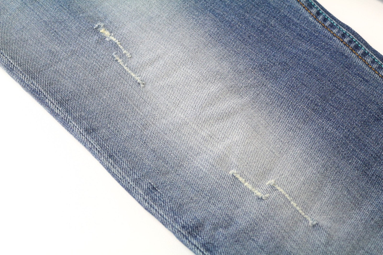 TAKESHY KUROSAWA TK75 vyriški džinsai W30 mėlyni, apdriskę, ploni, tamprūs, su sagomis 