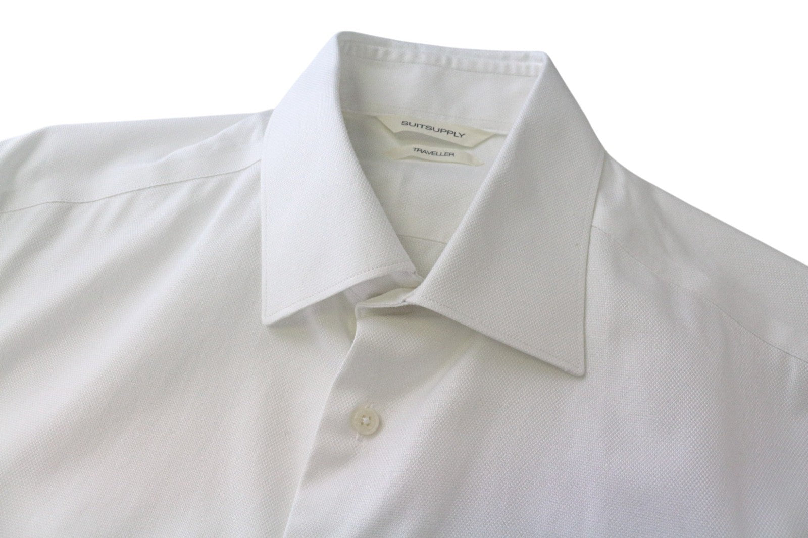 SUITSUPPLY Traveller Men's Formal Shirt 39/15 1/2 Slim White Cotton Button-Up