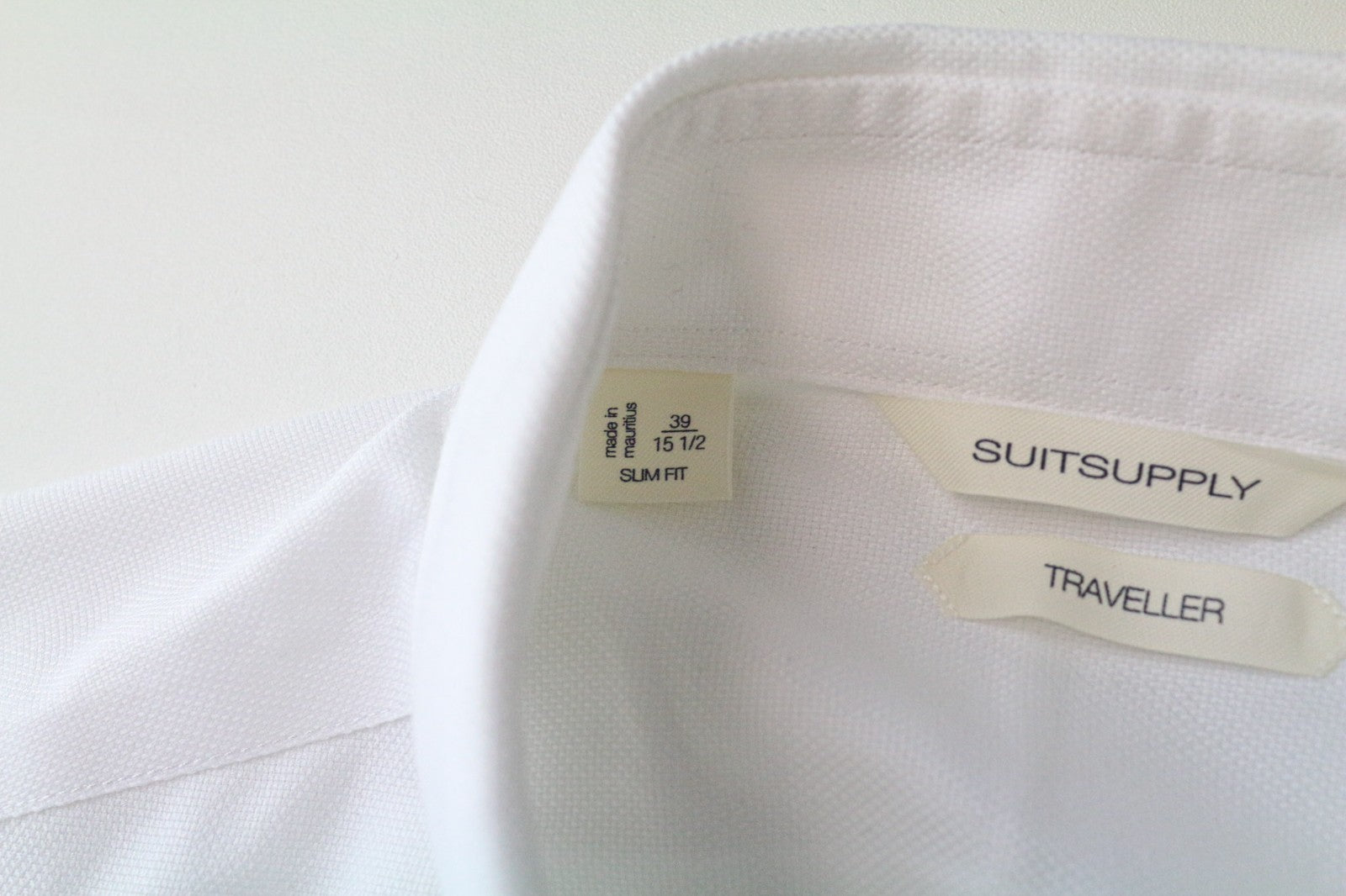 SUITSUPPLY Traveller Men's Formal Shirt 39/15 1/2 Slim White Cotton Button-Up