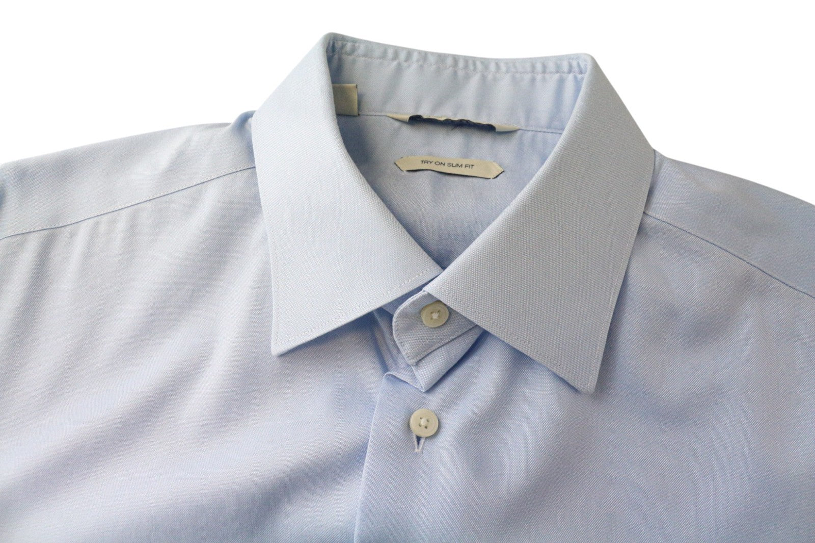 SUITSUPPLY Men's Formal Shirt 41L/16L Slim Blue Pure Cotton Button-Up Twill