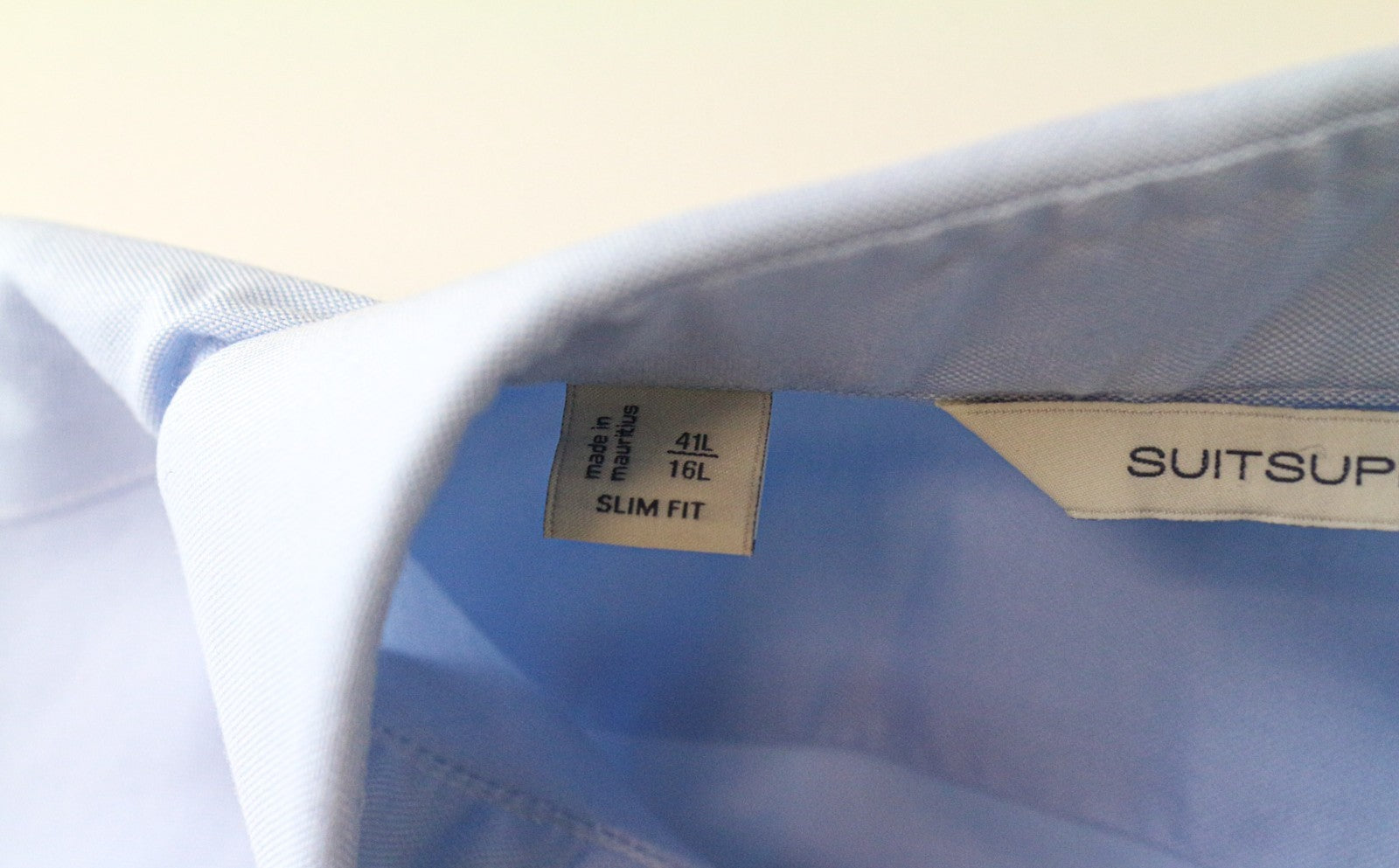 SUITSUPPLY Men's Formal Shirt 41L/16L Slim Blue Pure Cotton Button-Up Twill