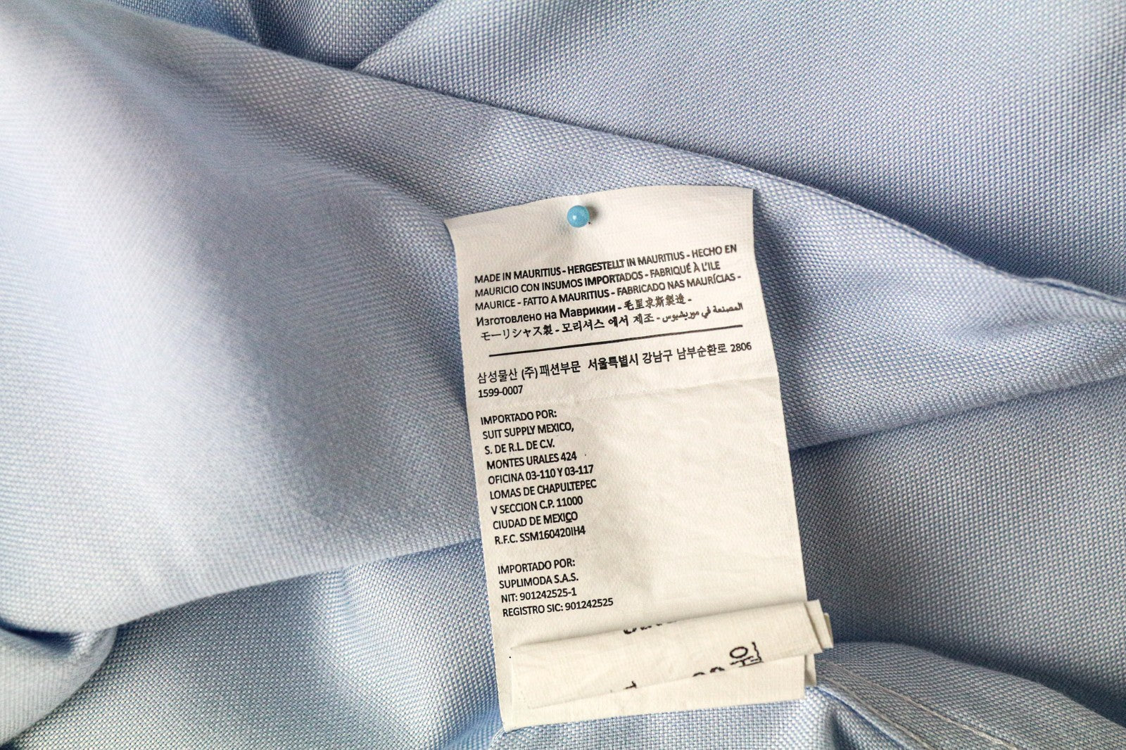 SUITSUPPLY Men's Formal Shirt 41L/16L Slim Blue Pure Cotton Button-Up Twill