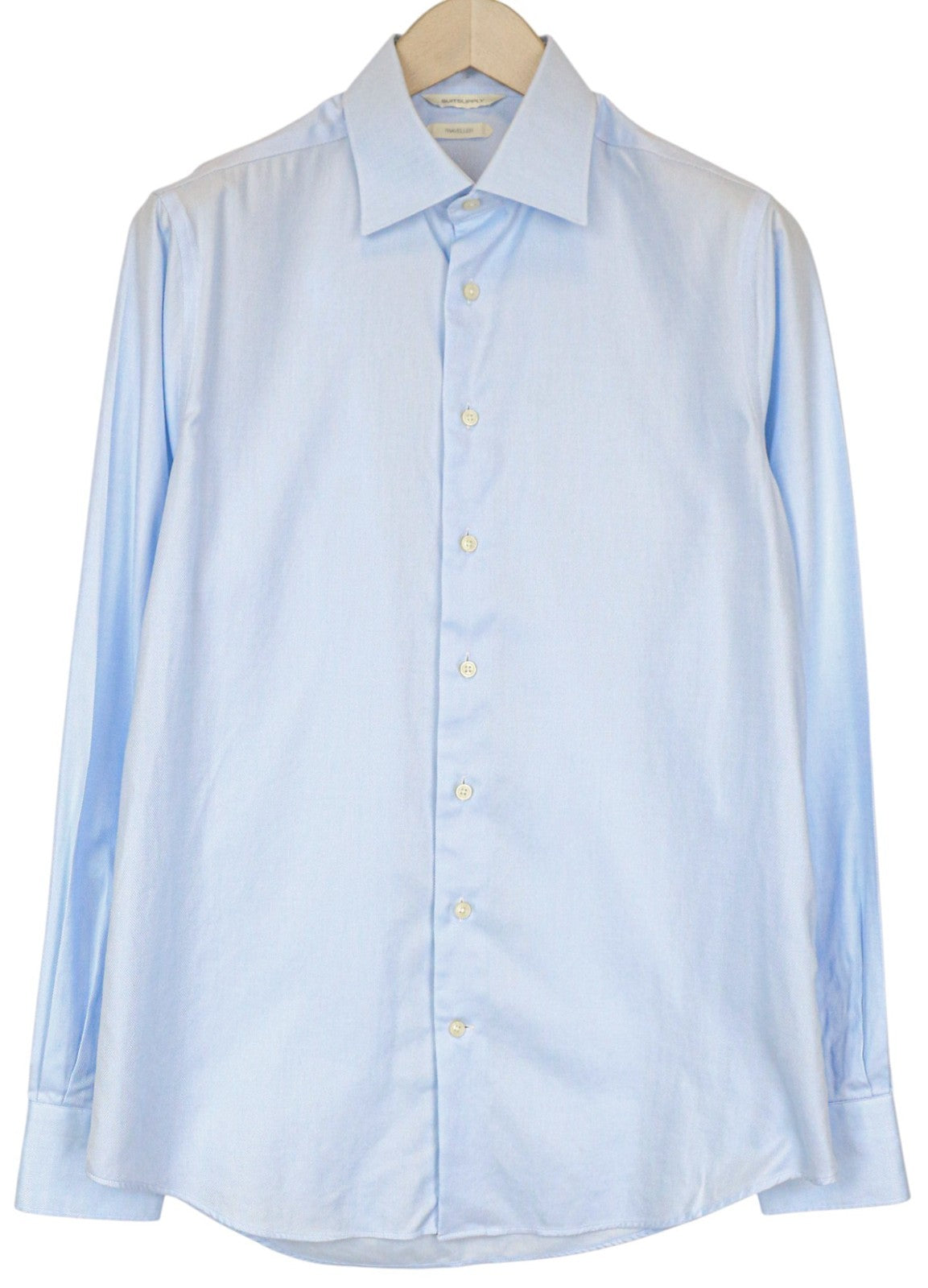 SUITSUPPLY Traveller Men's Formal Shirt 39L/15 1/2L Slim Blue Cotton Sleeve