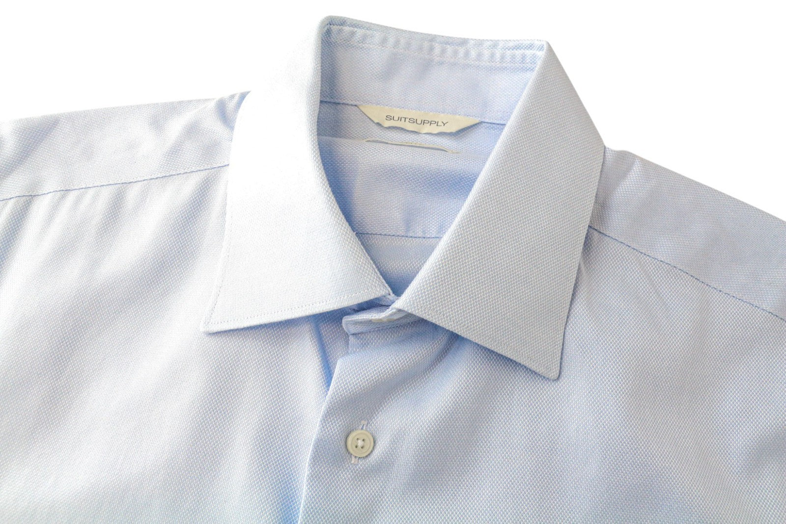 SUITSUPPLY Traveller Men's Formal Shirt 39L/15 1/2L Slim Blue Cotton Sleeve