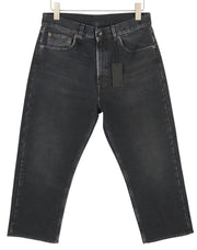 R13 X-BF Women Jeans 27 Black Garment Dyed Moleskin Cropped Zip Fly Denim FW25