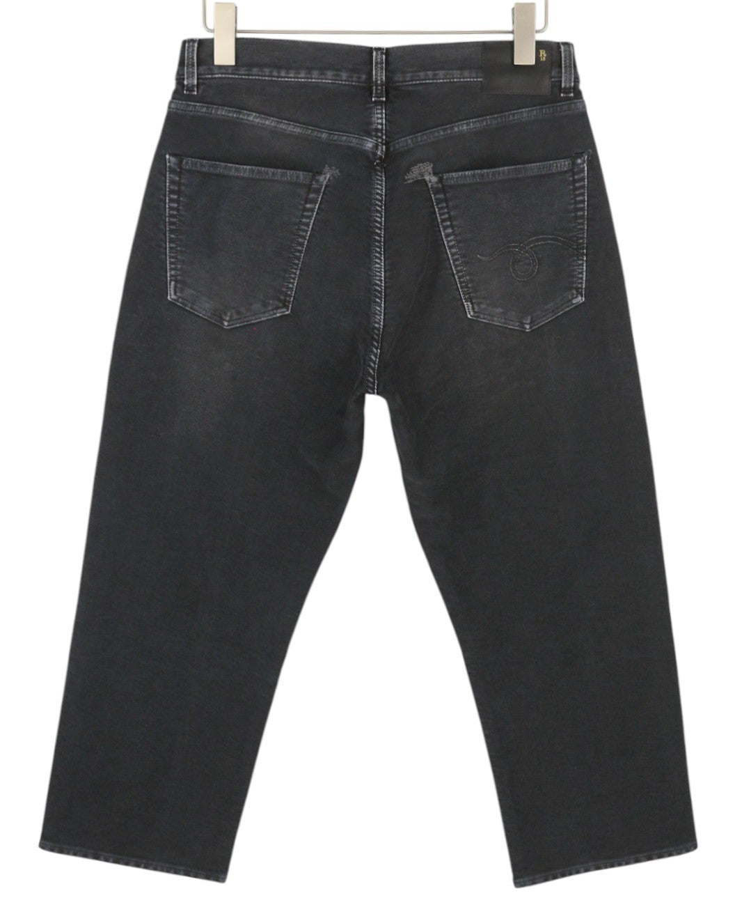 R13 X-BF Women Jeans 27 Black Garment Dyed Moleskin Cropped Zip Fly Denim FW25