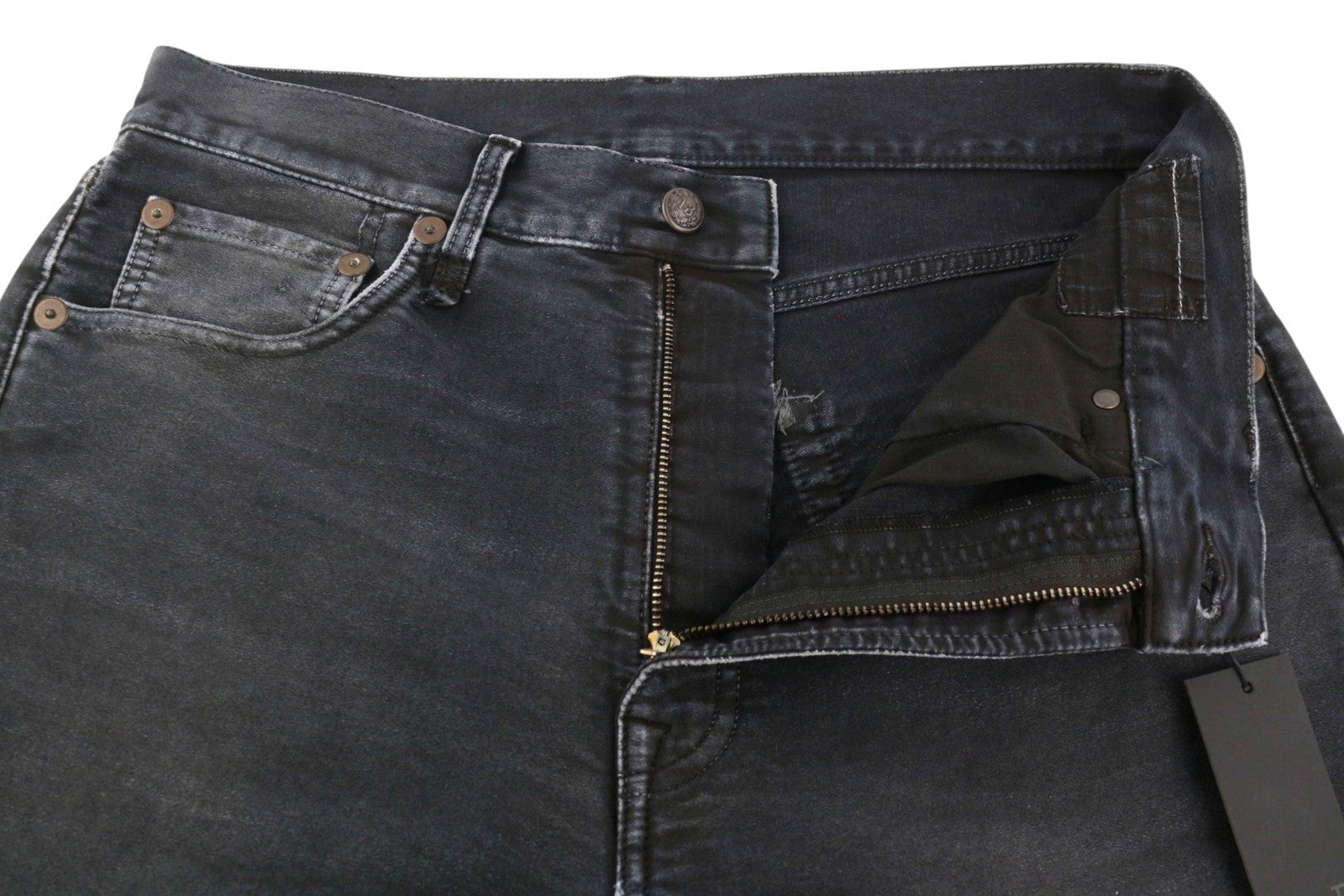 R13 X-BF Women Jeans 27 Black Garment Dyed Moleskin Cropped Zip Fly Denim FW25