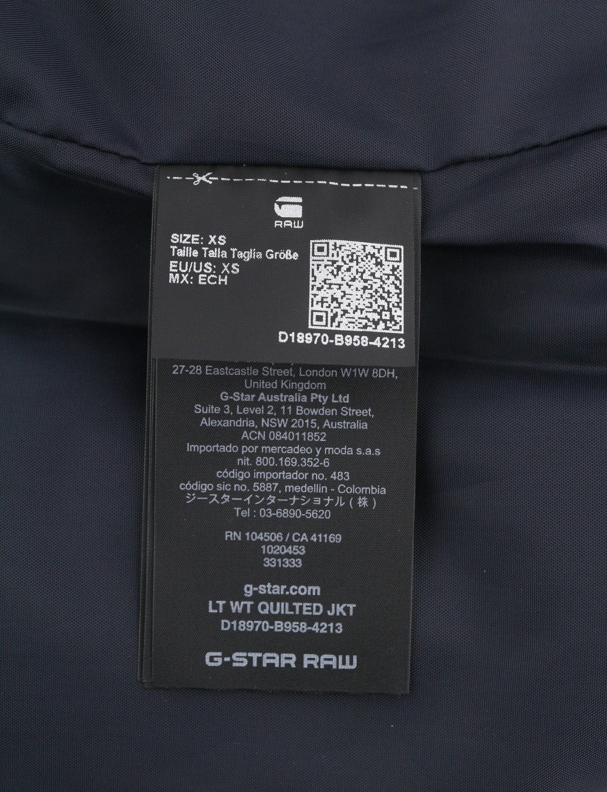 G-STAR Lt Wt Quilted Men Jacket XS Dark Blue Padded Quilted High Neck Full Zip