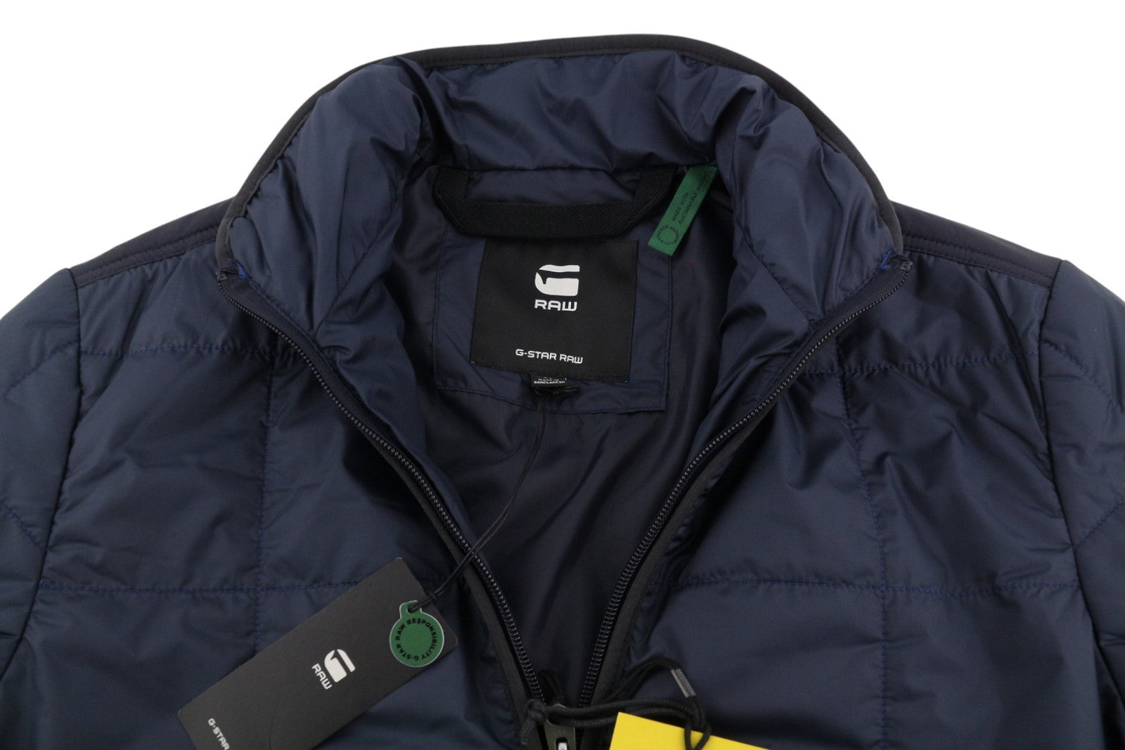 G-STAR Lt Wt Quilted Men Jacket XS Dark Blue Padded Quilted High Neck Full Zip