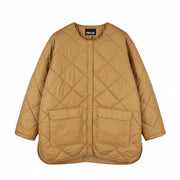 PIECES Key Light Padded Women Jacket XL Brown Quilted Padded Snap Buttons