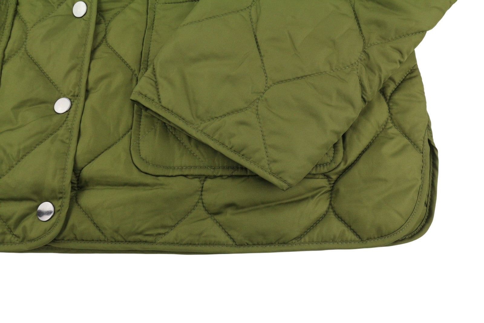 VILA Butta Collar Women Jacket EU38 Green Oversize Padded Quilted Lightweight