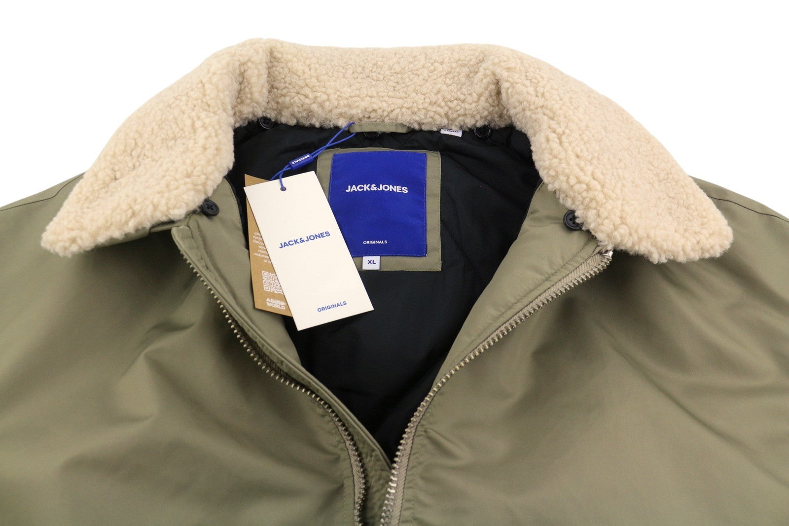 JACK & JONES Jorqueens Bomber Men Jacket XL Silver Sage Oversized Padded Zip