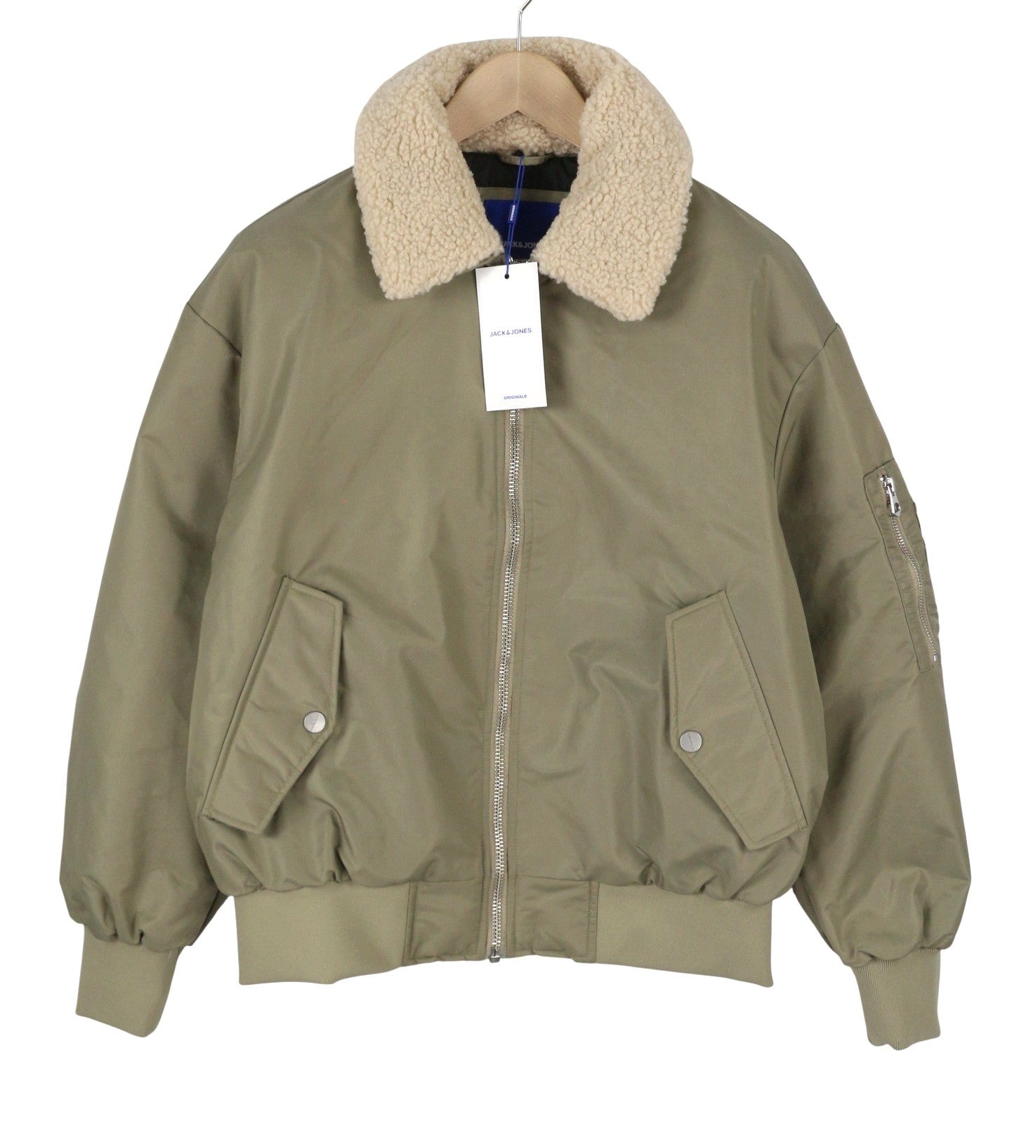 JACK & JONES Jorqueens Bomber Men Jacket XL Silver Sage Oversized Padded Zip