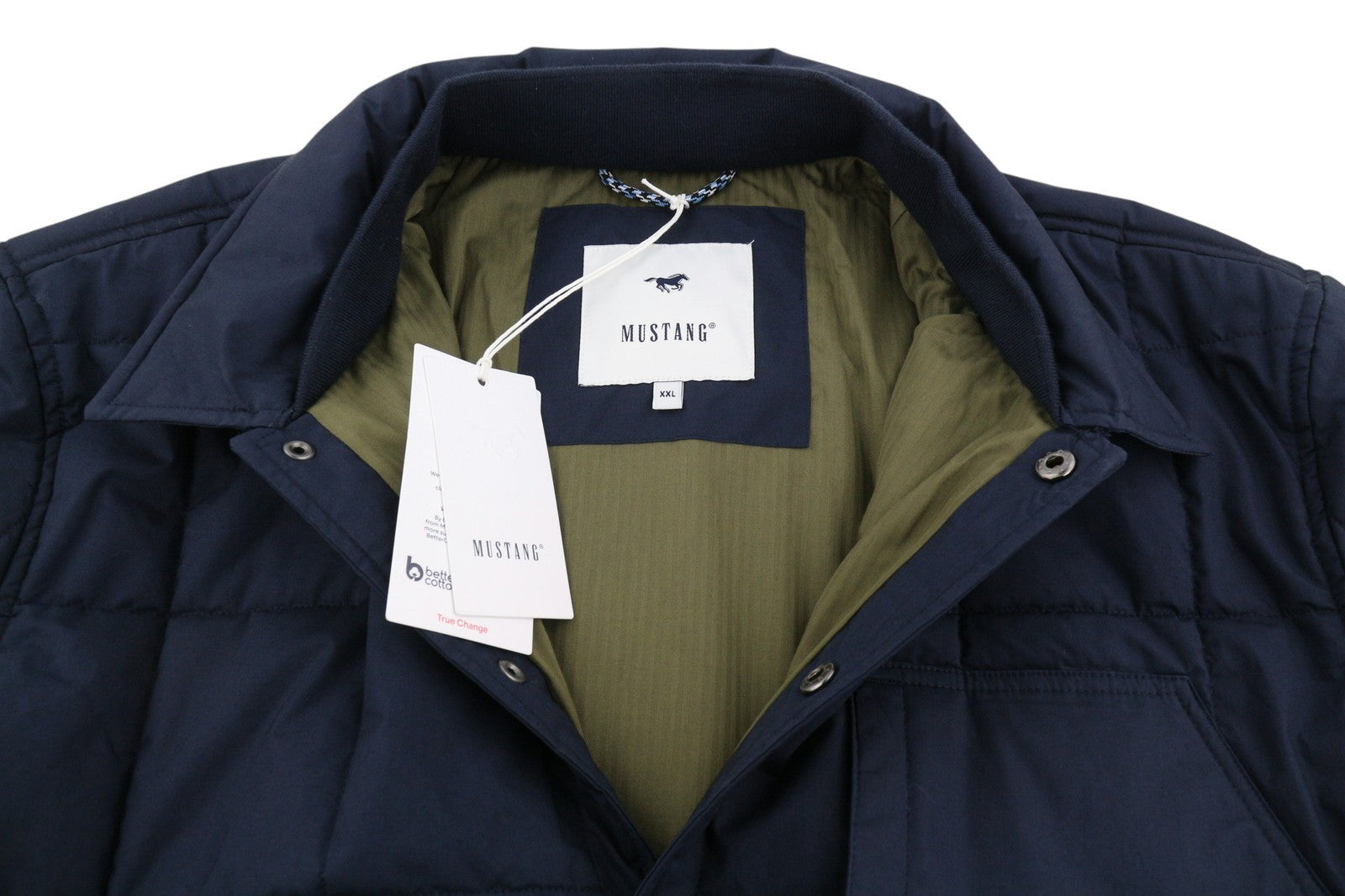 MUSTANG Daniel Quilted SJ Men Jacket 2XL Dark Blue Quilted Spread Neck Snaps
